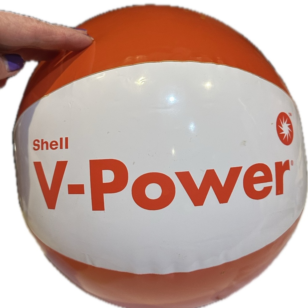 VTG RARE SHELL VPOWER INFLATABLE BEACH BALL EMPLOYEE PERK GIFT COLLECTIBLE PROMO